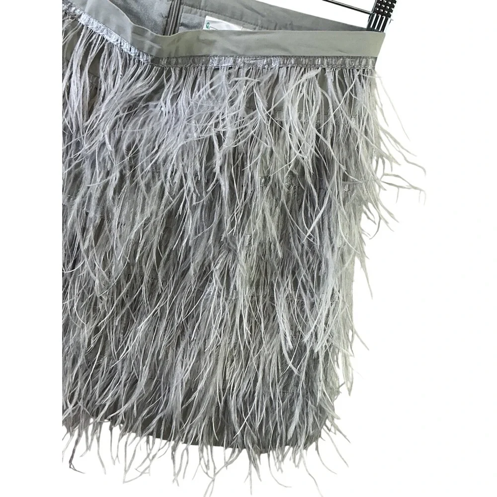 The‎ Queen  of Sparkles Grey Feather Mini Skort NWT Size L Party Glam Skirt